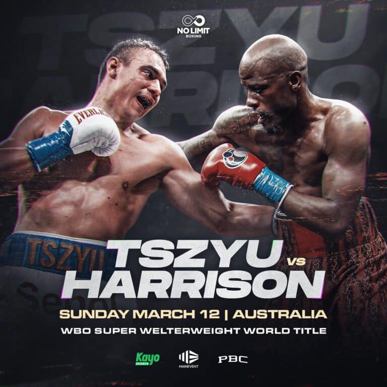 Tszyu vs Harrison on March 12th in Australia for interim WBO 154-lb strap
