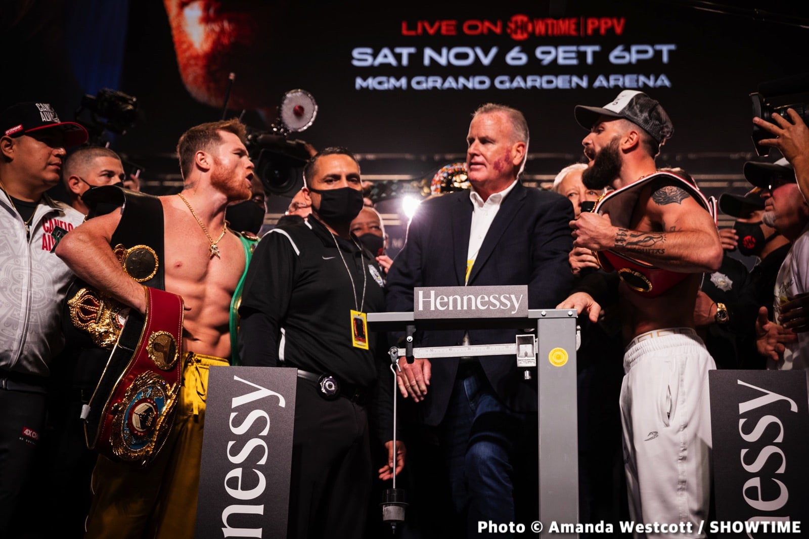 Canelo Alvarez vs. Caleb Plant - weights for Saturday