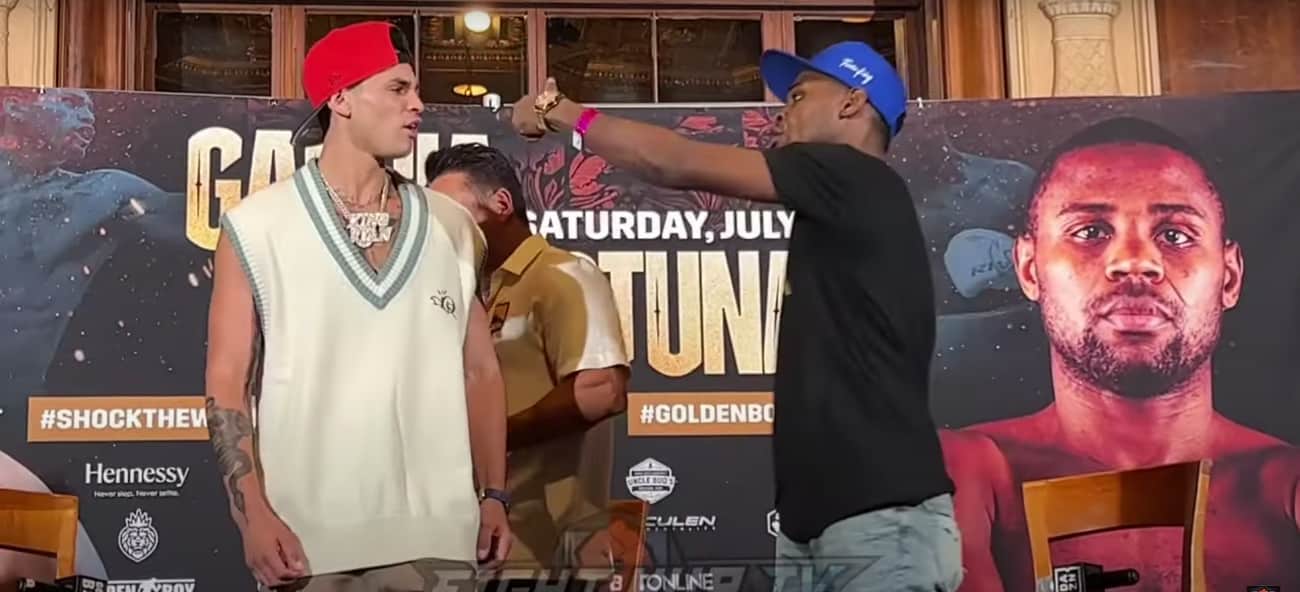 Ryan Garcia - Javier Fortuna exchange words during heated face-off