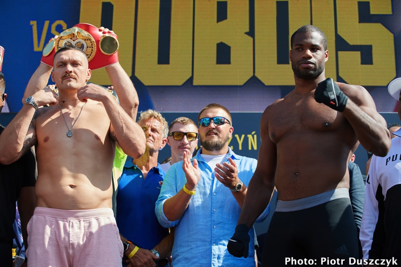 Usyk - Dubois ESPN Weights: 220.9 Usyk, 233.2 Dubois