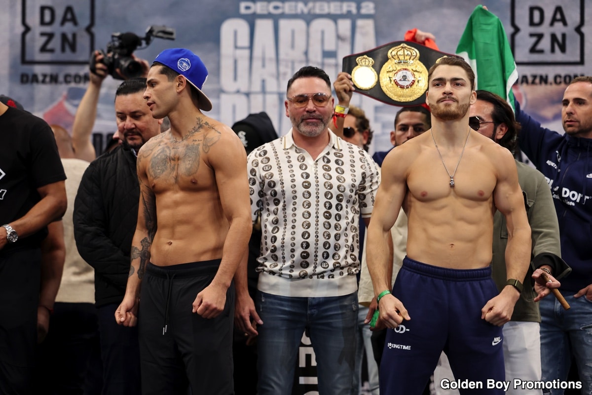 Official DAZN weights: Garcia vs. Duarte - for this Saturday night