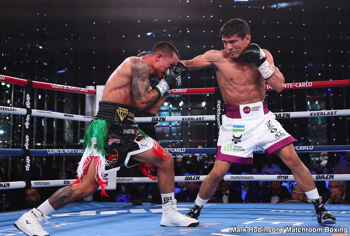 Akhmadaliev Halts Espinoza In Third Round, Wins Interim WBA Super-Bantam Belt - Boxing Results